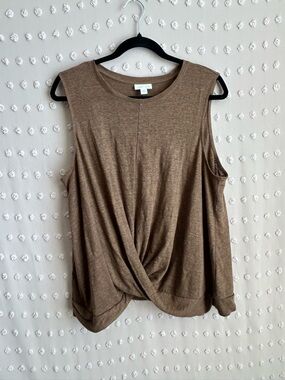 J. Jill Taupe Twist-Front Sleeveless Tank